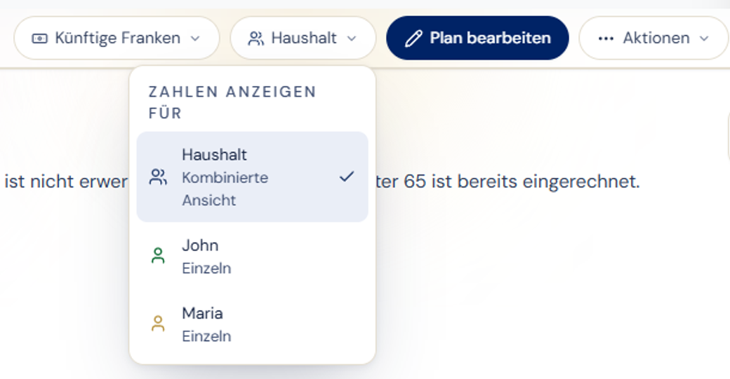 Das Dashboard mit den eigenen Namen eines Paares statt «Sie» und «Partner».