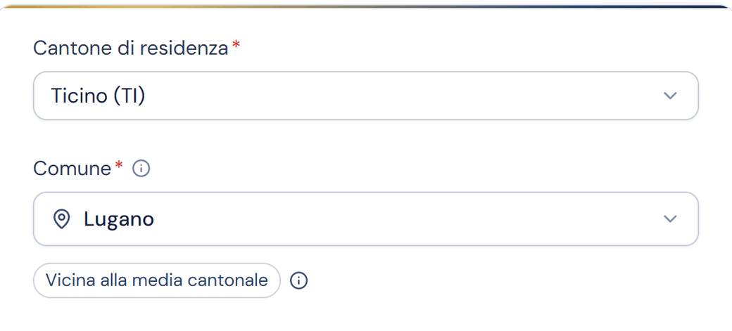 Su di Lei nel profilo: Cantone Ticino (TI) e il comune di Lugano, con la sua nota fiscale.